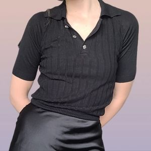 TAHARI collard ribbed shirt